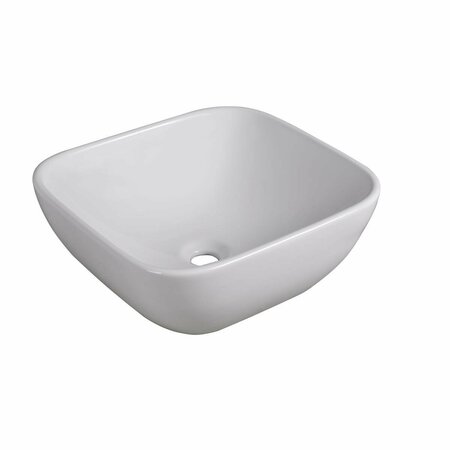 KD GABINETES White Artistic Porcelain Vessel Bathroom Sink, 18.125 x 16.375 x 6.875 in. KD1890489